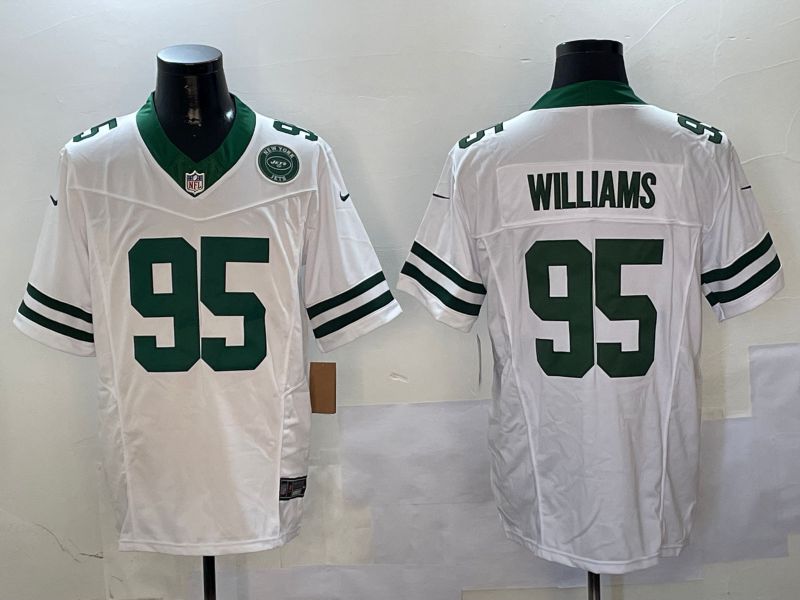 Men New York Jets #95 Williams White Throwback three generations 2024 Nike Limited NFL Jersey style 2->oakland raiders->NFL Jersey
